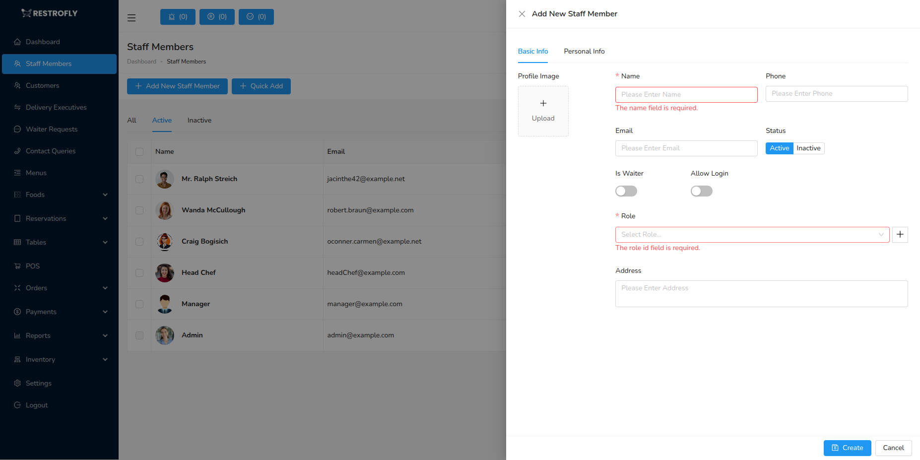 Staff Members - Add/Edit Form