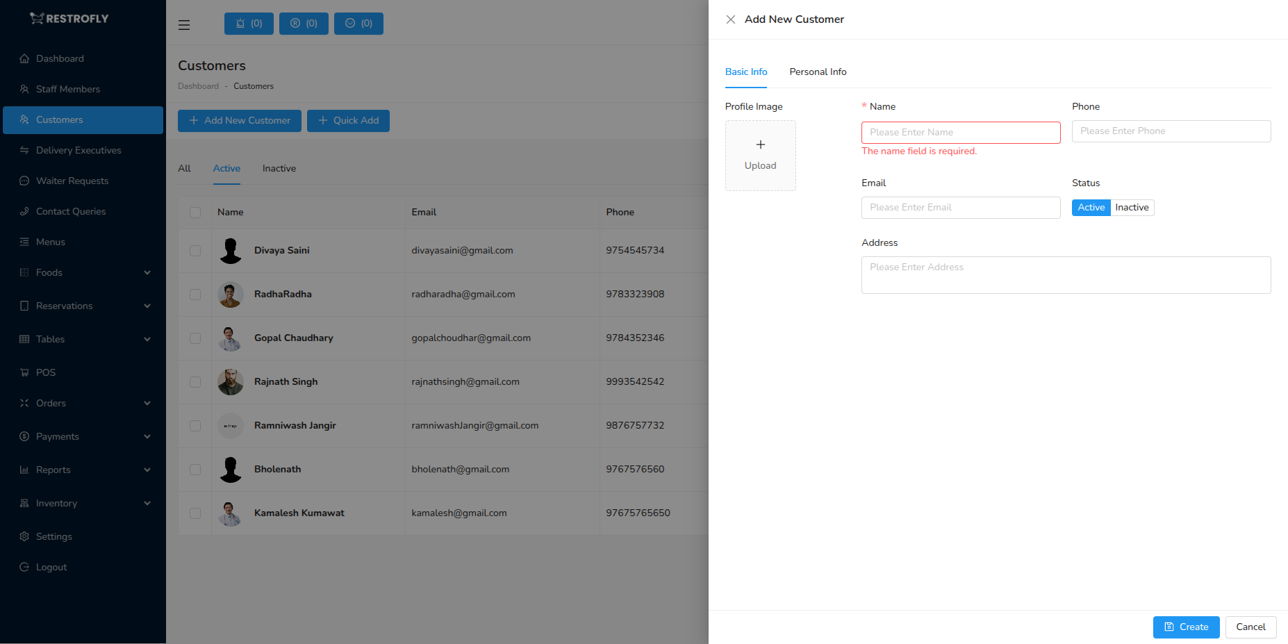 Customers - Add/Edit Form