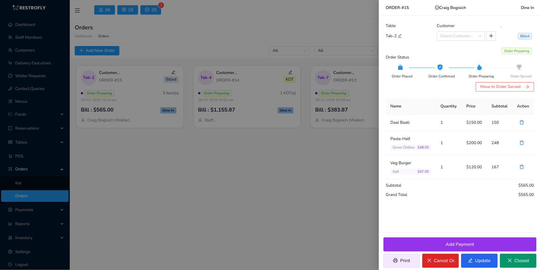 Orders - View/Edit Details