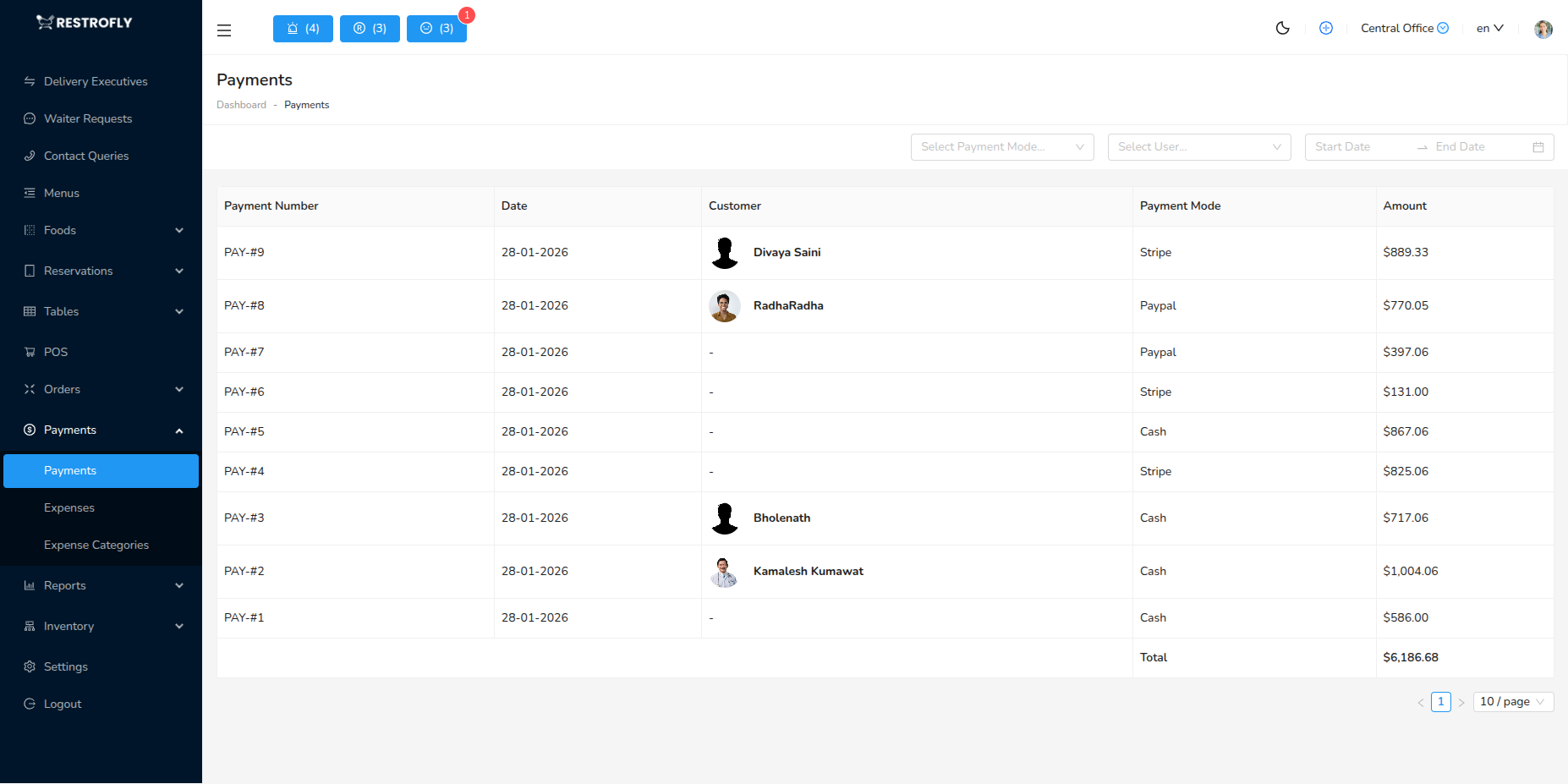 Payments - List Page