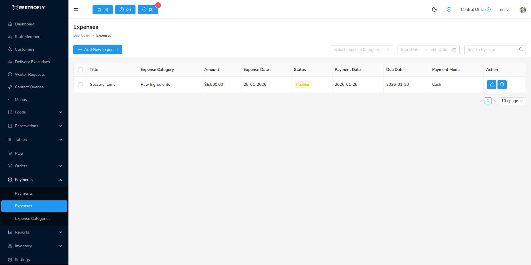 Expenses - List Page