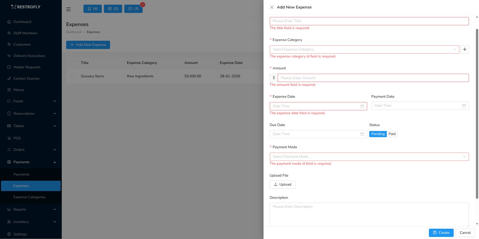 Expenses - Add/Edit Form