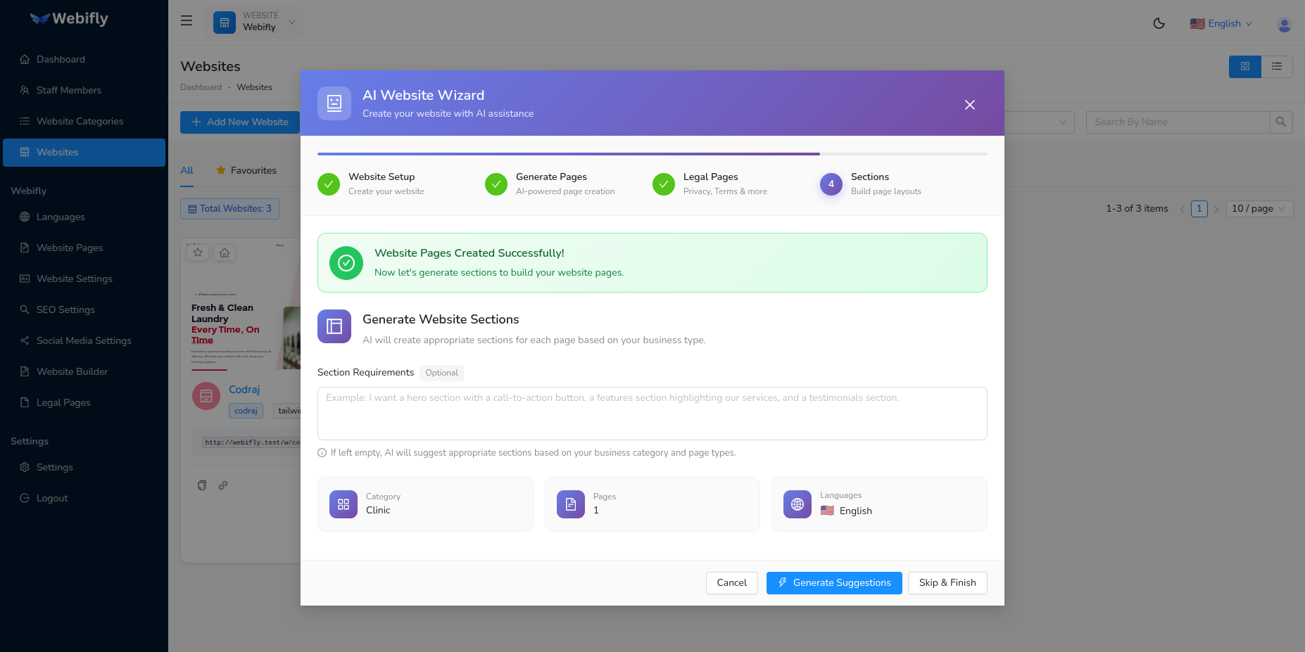 Section Generation Start