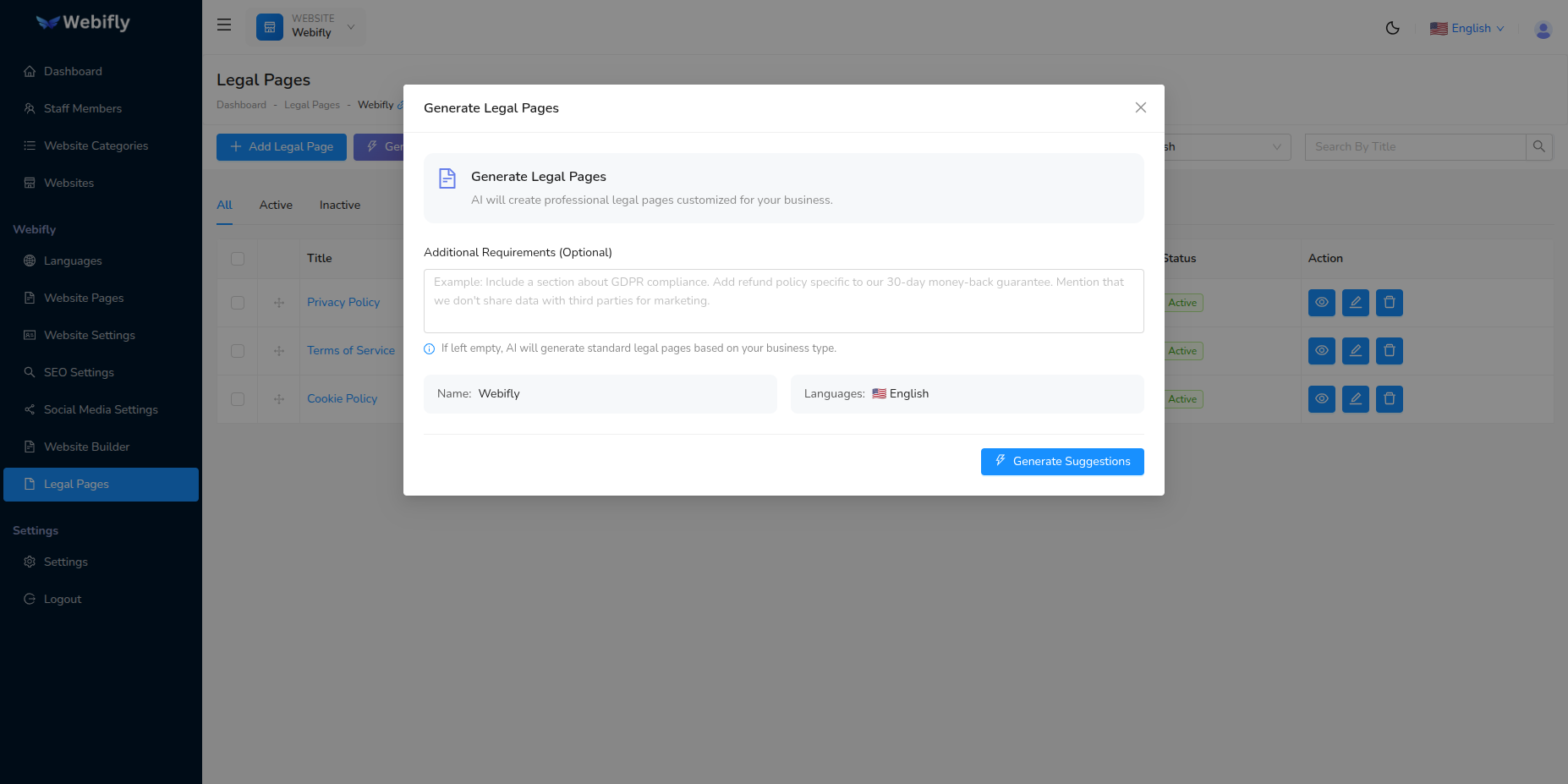 AI Legal Pages Prompt